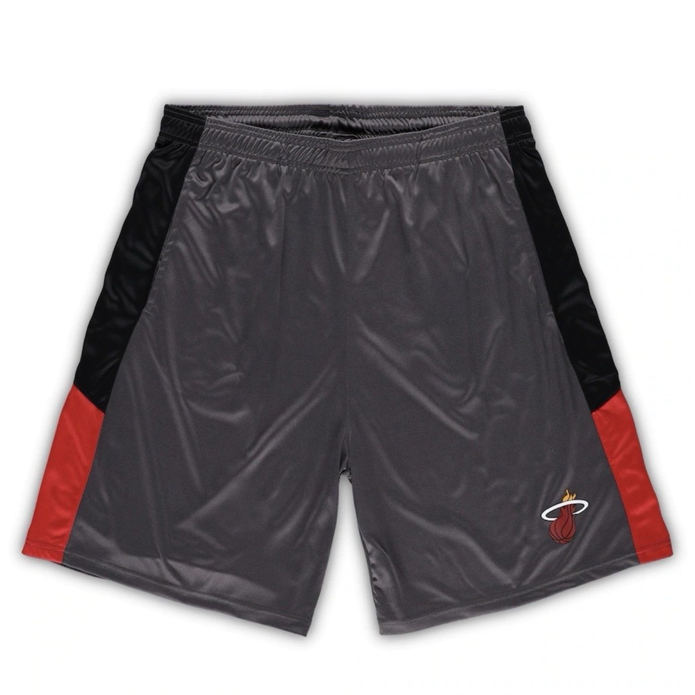 Miami Heat Men's Fanatics Big & Tall Basketball Shorts Gray 2XLT New